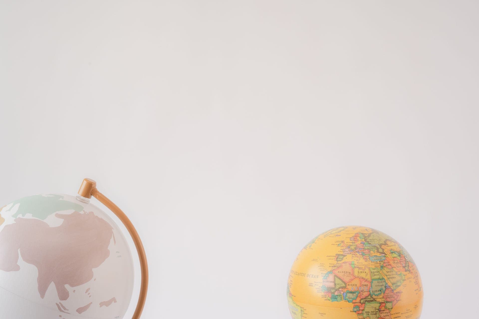 A globe showing world map